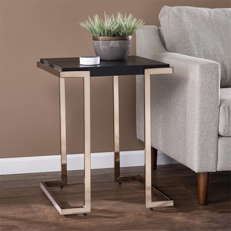 Gfancy Fixtures 24 in. Geometric Metal Square End Table Black GF3721936